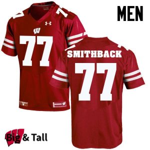 Men's Wisconsin Badgers NCAA #77 Blake Smithback Red Authentic Under Armour Big & Tall Stitched College Football Jersey SK31K20UY